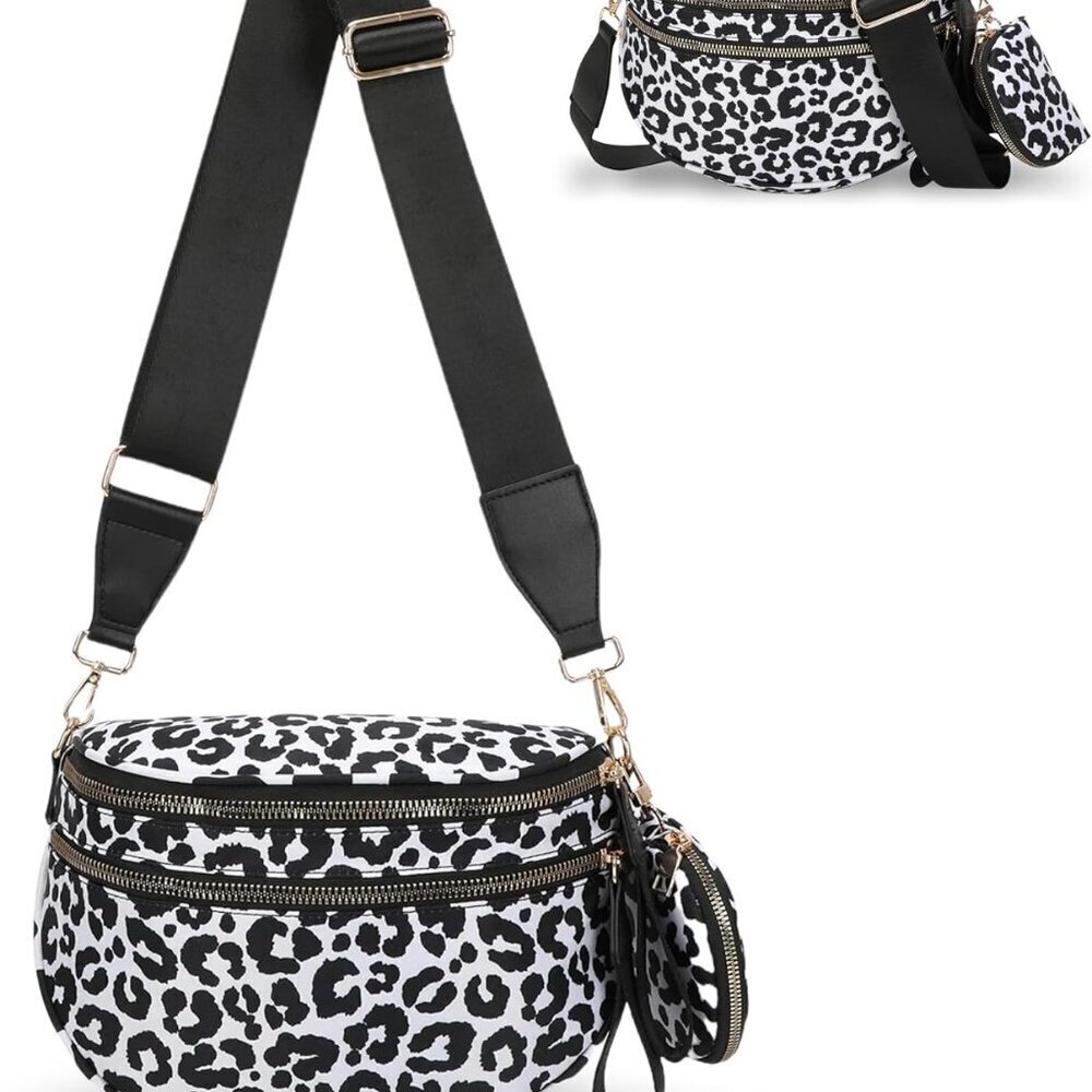 Checkered Women Nylon Crossbody Bag - Large Capacity, Water-Resistant, Adjustabl